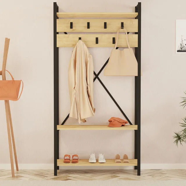 concept-usine-lubin-meuble-entr-e-bois-noir-porte-manteau image 1