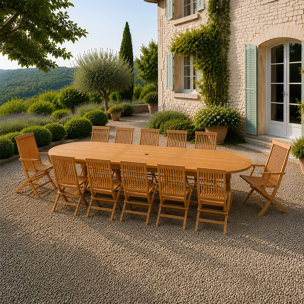 concept-usine-kajang-ovale-300-cm-table-jardin-teck-extensible image 4