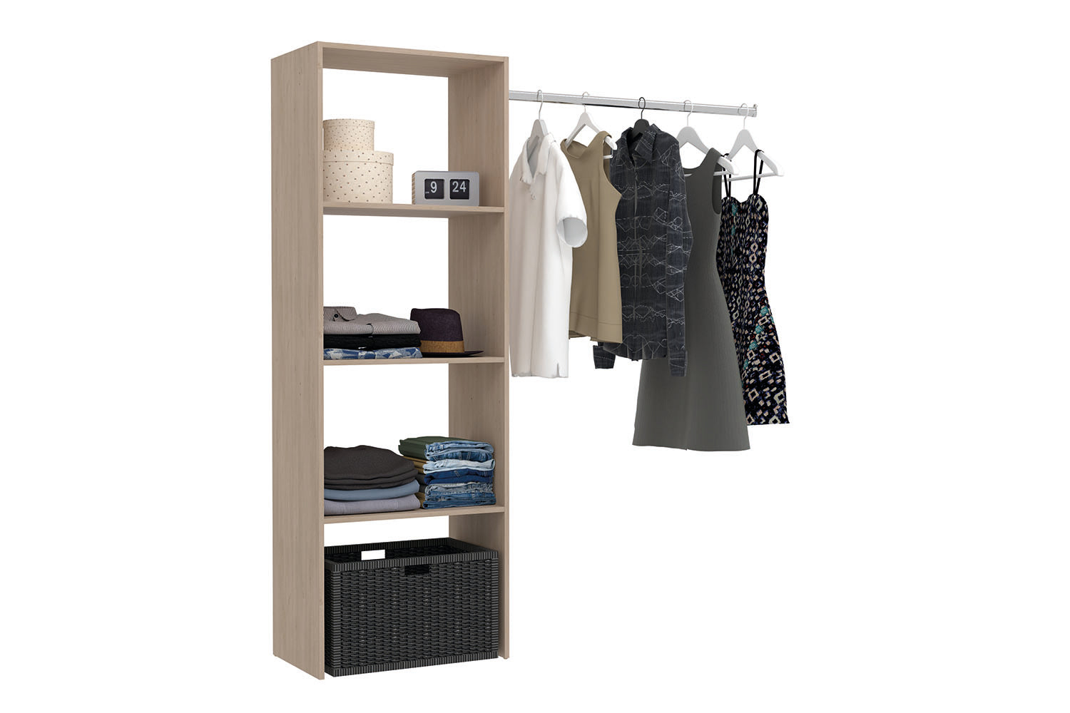 concept-usine-elys-e-dressing-160-cm-blanc-bois-penderie image 5