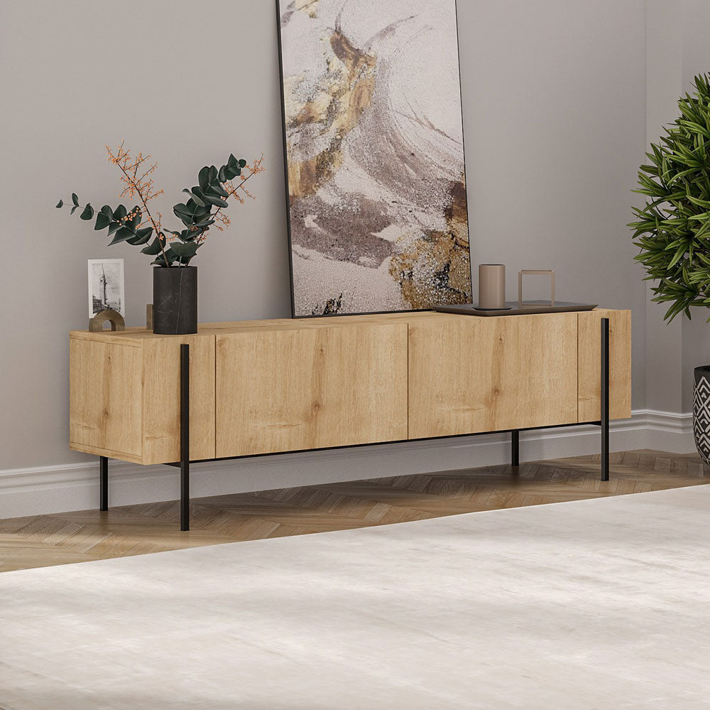 concept-usine-frena-meuble-tv-ch-ne-m-tal-160-cm-placards image 4
