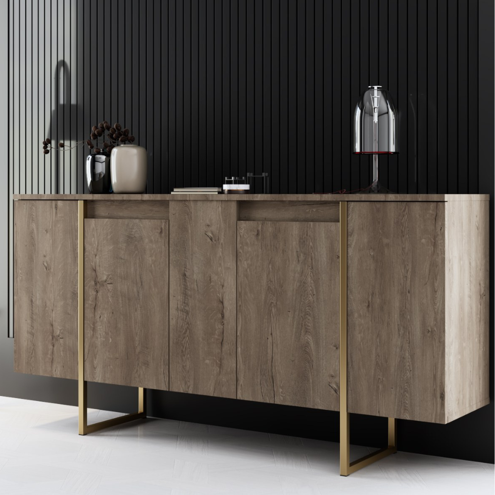 concept-usine-luxor-buffet-bois-160-cm-blanc-4-portes-design image 1