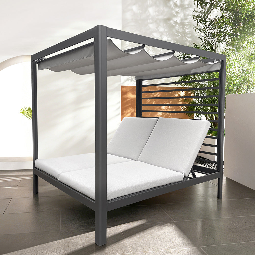 concept-usine-matala-lit-de-jardin-2-places-inclinable-gris image 1