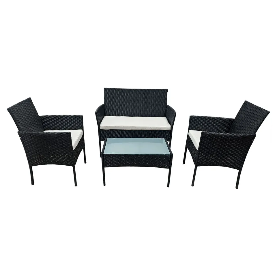 happy-garden-corfou-salon-de-jardin-noir-4-places-coussins-beige image 1