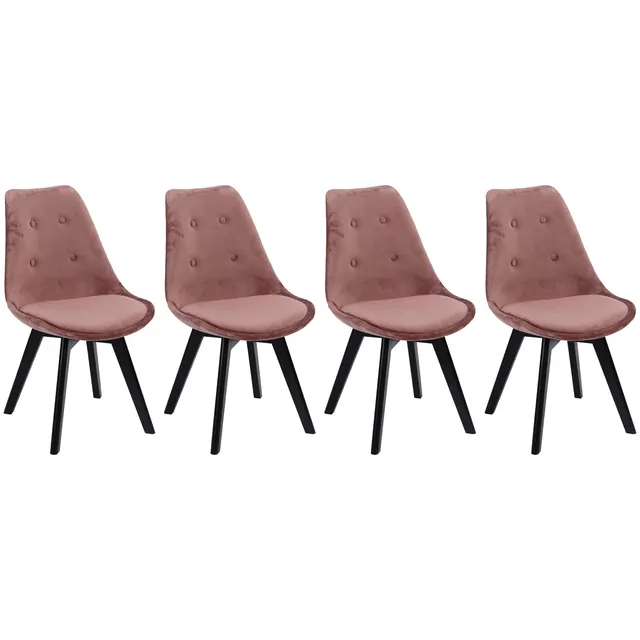 happy-garden-bari-nora-chaise-velours-rose-lot-4-pieds-noirs image 1
