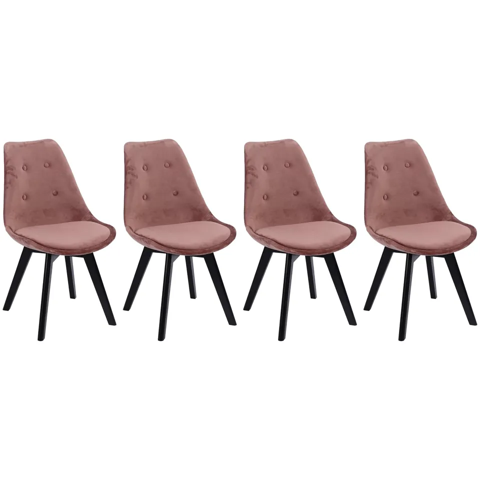 happy-garden-bari-nora-chaise-velours-rose-lot-4-pieds-noirs image 1