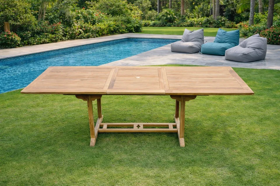 concept-usine-kajang-table-rectangulaire-teck-extensible-8-places image 1