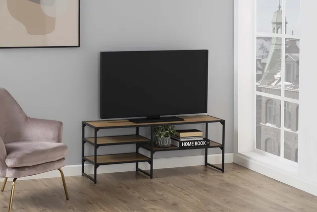 concept-usine-factory-meuble-tv-industriel-120cm-bois image 1