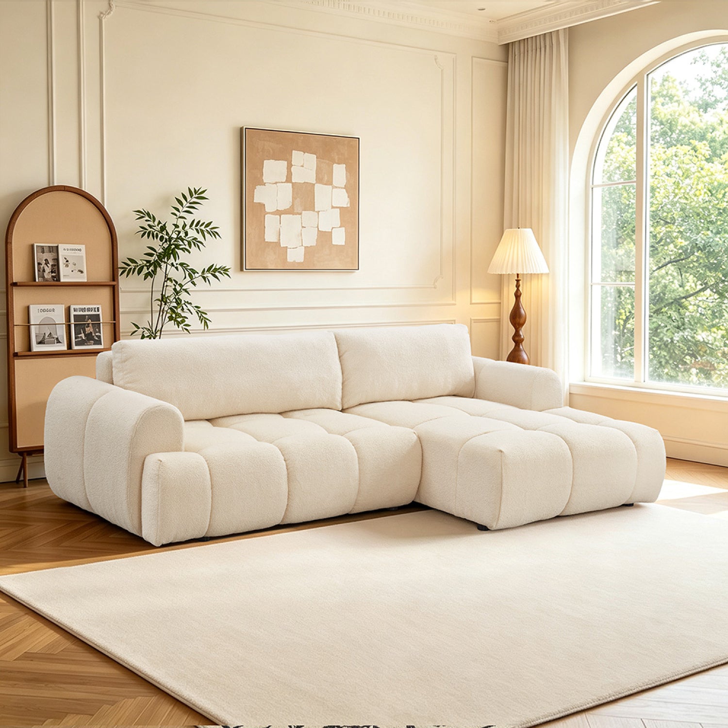 concept-usine-palms-canap-convertible-tissu-bouclette-beige image 1