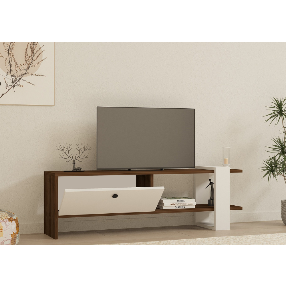 concept-usine-loom-meuble-tv-120-cm-blanc-noyer-porte image 3