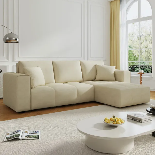 concept-usine-brighton-canap-angle-convertible-velours-beige image 1