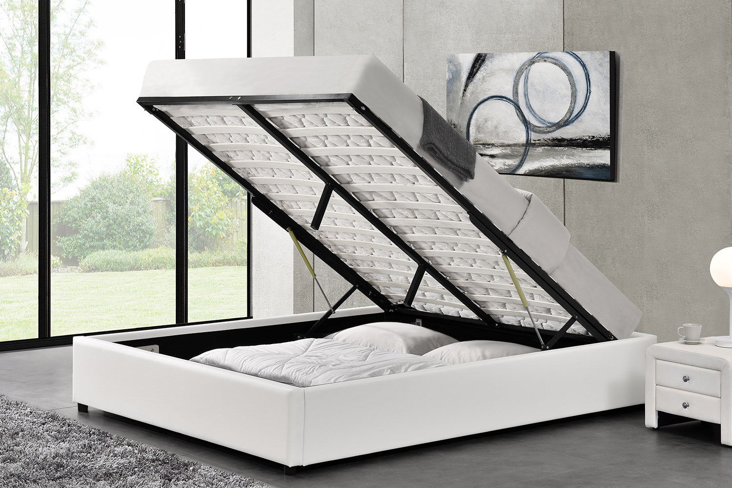 concept-usine-kennington-140x190-lit-coffre-blanc-simili-cuir image 1