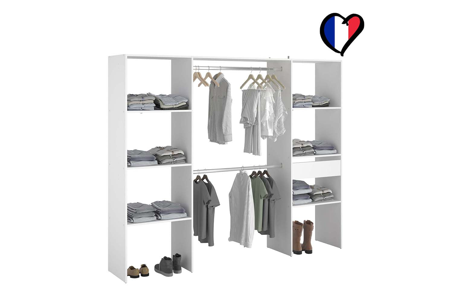 concept-usine-elys-e-dressing-blanc-220-cm-tiroir-penderie image 1