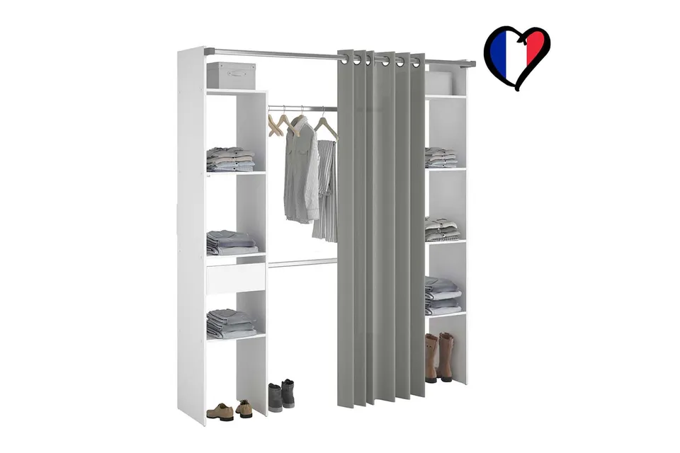 concept-usine-elys-e-dressing-blanc-avec-rideau-et-tiroir image 1