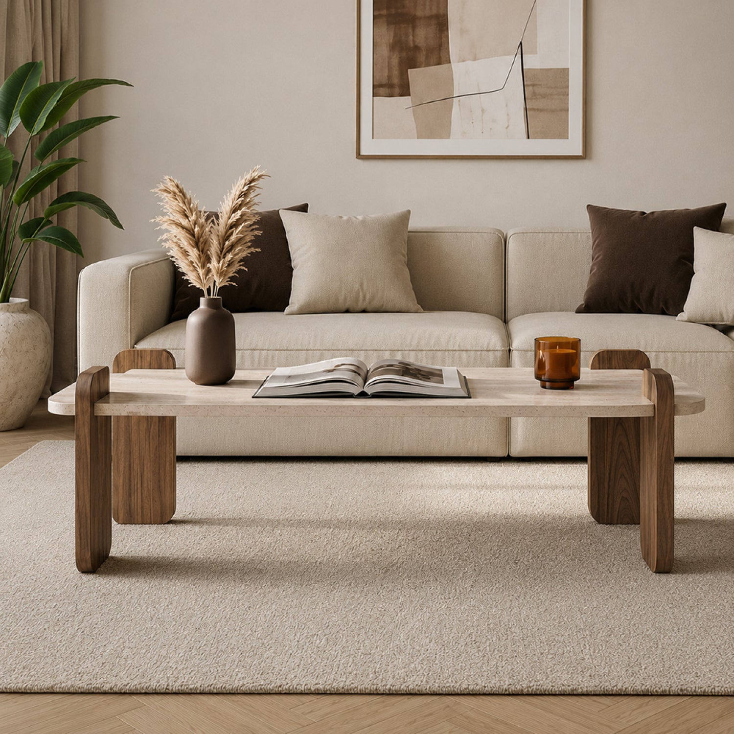 concept-usine-sita-table-basse-travertin-beige-120-cm image 3