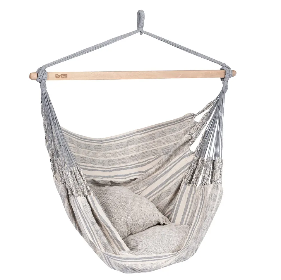 tropilex-comfort-chaise-hamac-suspendu-coton-gris-120-kg image 1
