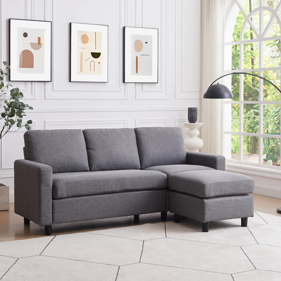 concept-usine-cork-canap-gris-3-places-avec-pouf image 1