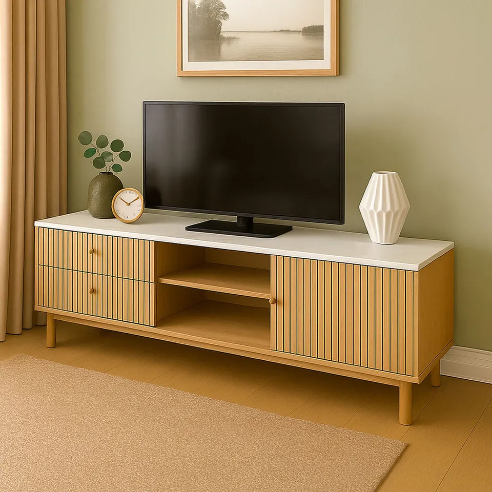 concept-usine-trix-meuble-tv-bois-et-blanc-150-cm image 1