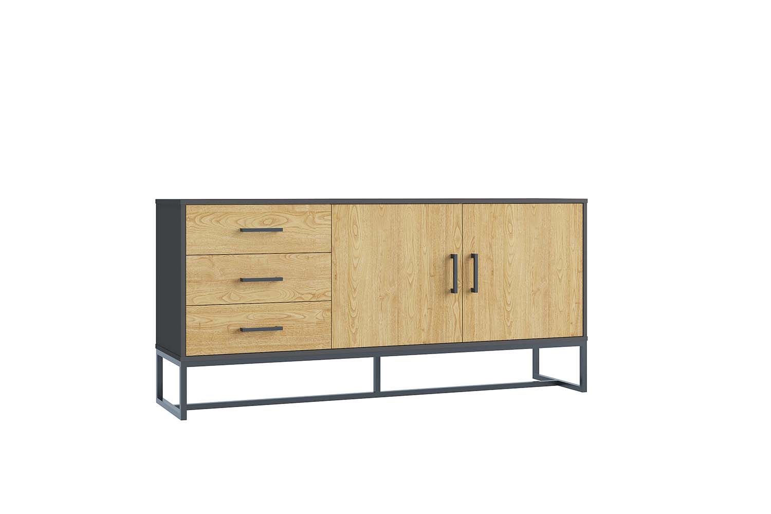 concept-usine-detroit-buffet-industriel-bois-noir-avec-porte image 3