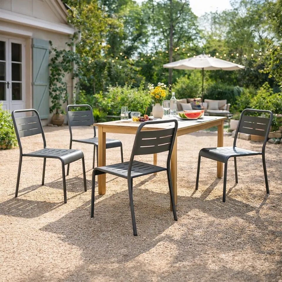 concept-usine-bergame-4-chaises-de-jardin-acier-terracotta image 1