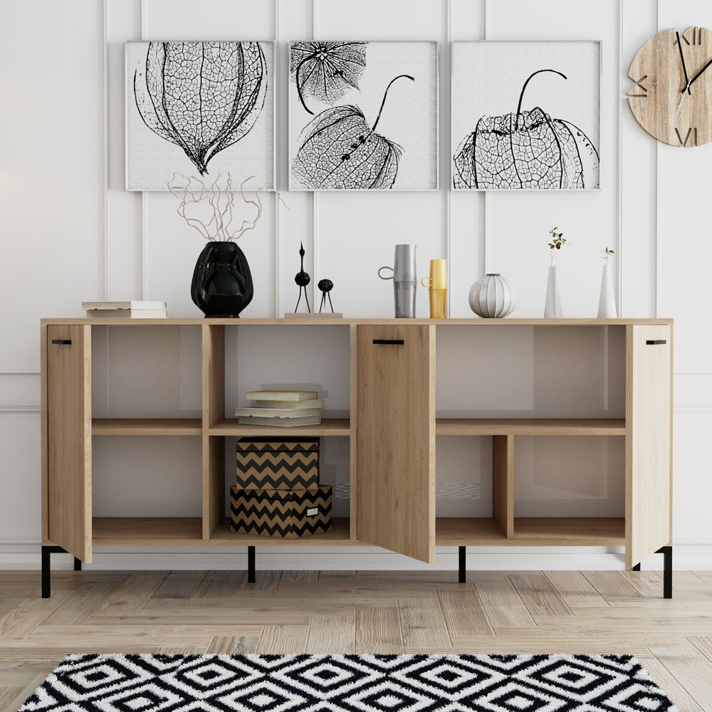 concept-usine-cara-buffet-bois-clair-180-cm-industriel image 1