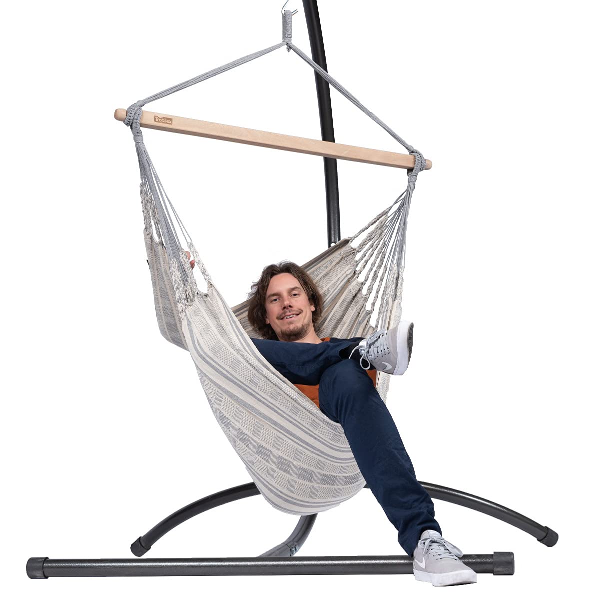 tropilex-comfort-chaise-hamac-suspendu-coton-gris-120-kg image 4