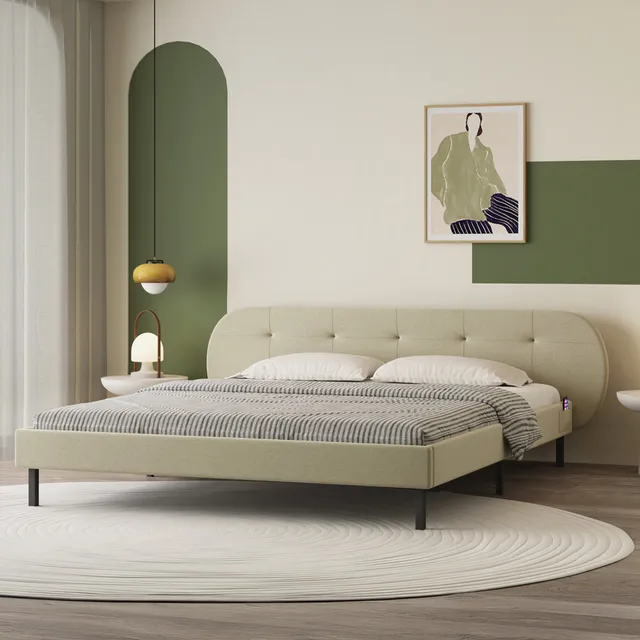 concept-usine-tulsa-160x200-lit-double-tissu-beige-avec-rangement image 1