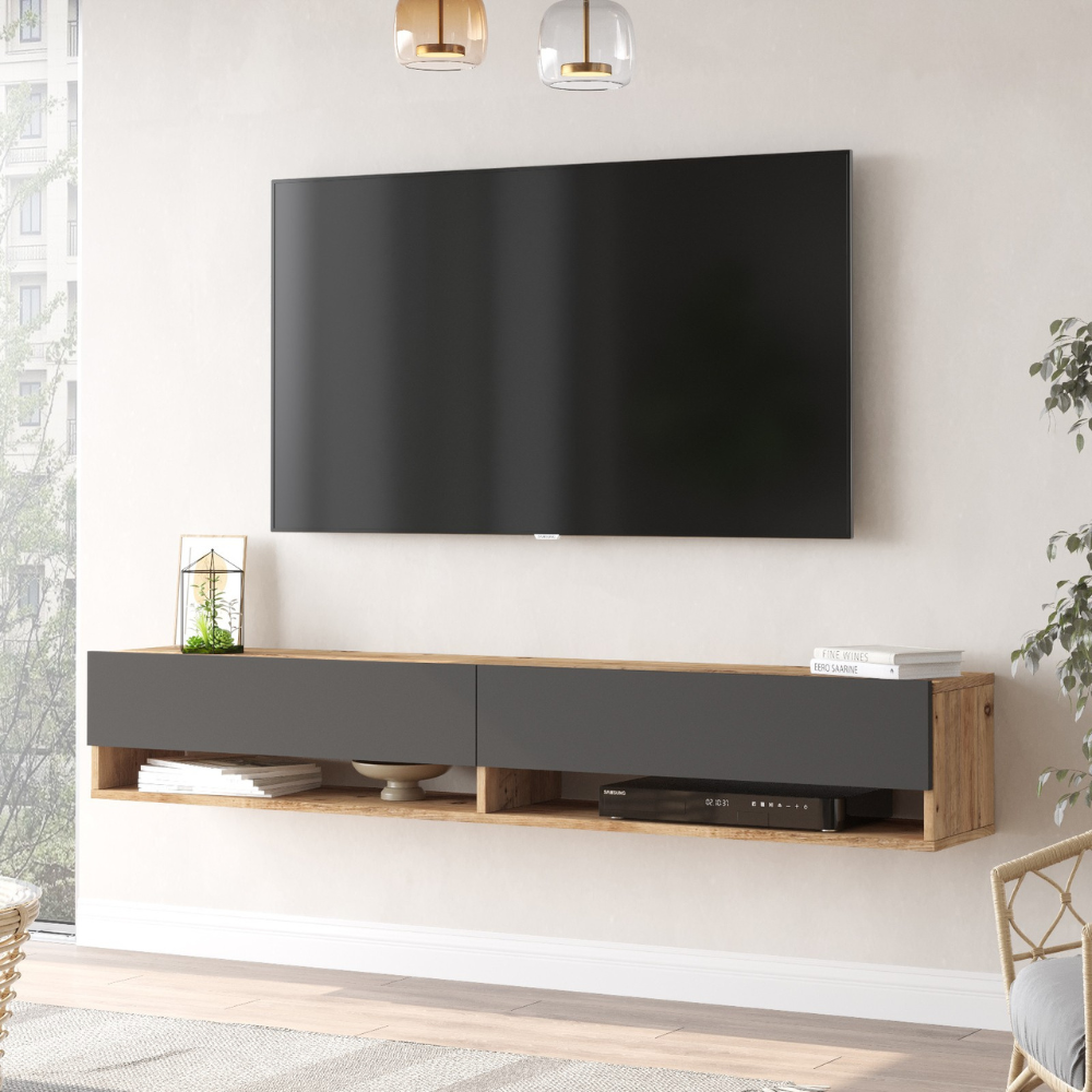concept-usine-mio-meuble-tv-suspendu-bois-gris-180-cm image 2