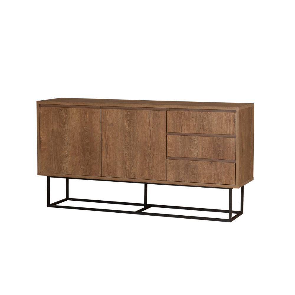 concept-usine-sabinov-buffet-140-cm-noir-et-bois-avec-portes image 2
