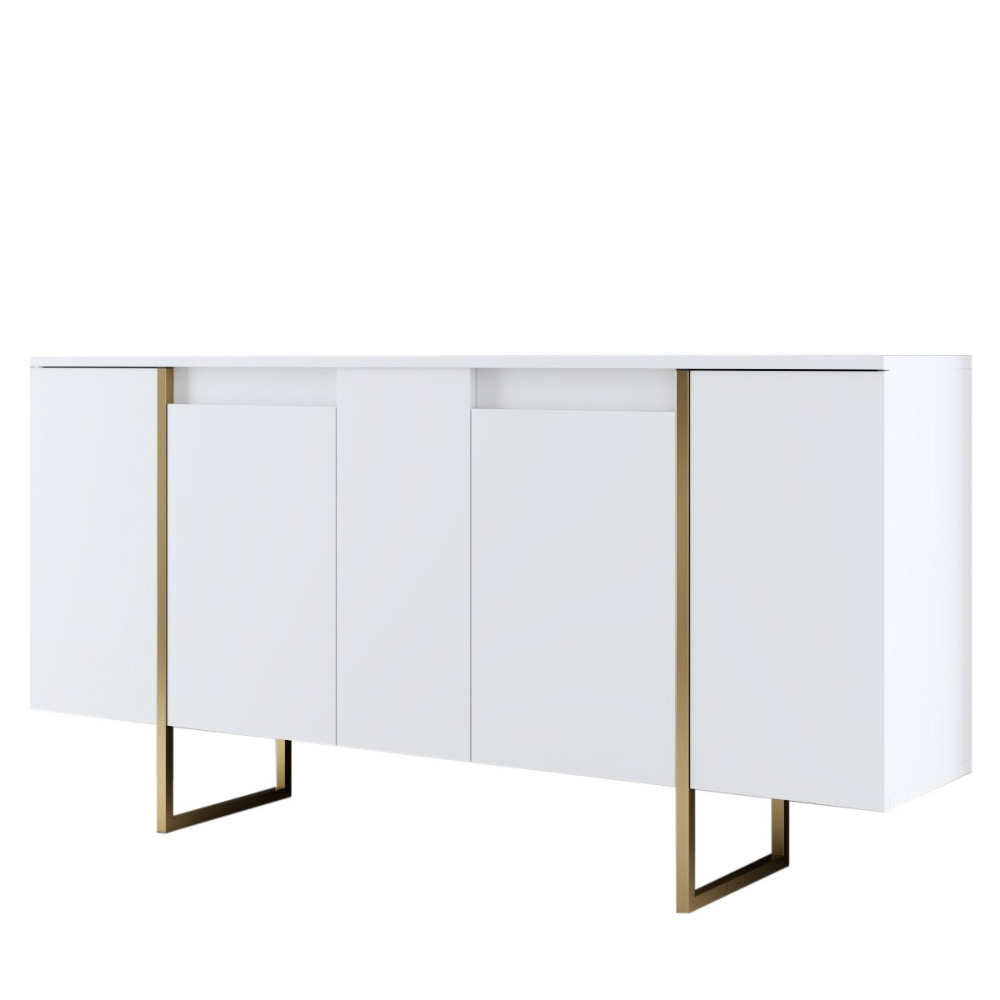 concept-usine-luxor-buffet-bois-160-cm-blanc-4-portes-design image 7