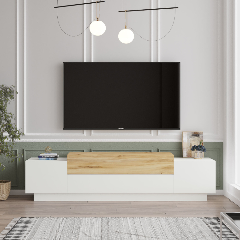 concept-usine-melo-meuble-tv-160-cm-blanc-bois image 3