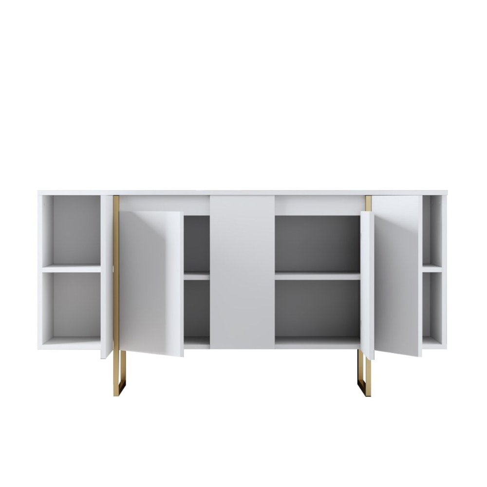 concept-usine-luxor-buffet-bois-160-cm-blanc-4-portes-design image 8