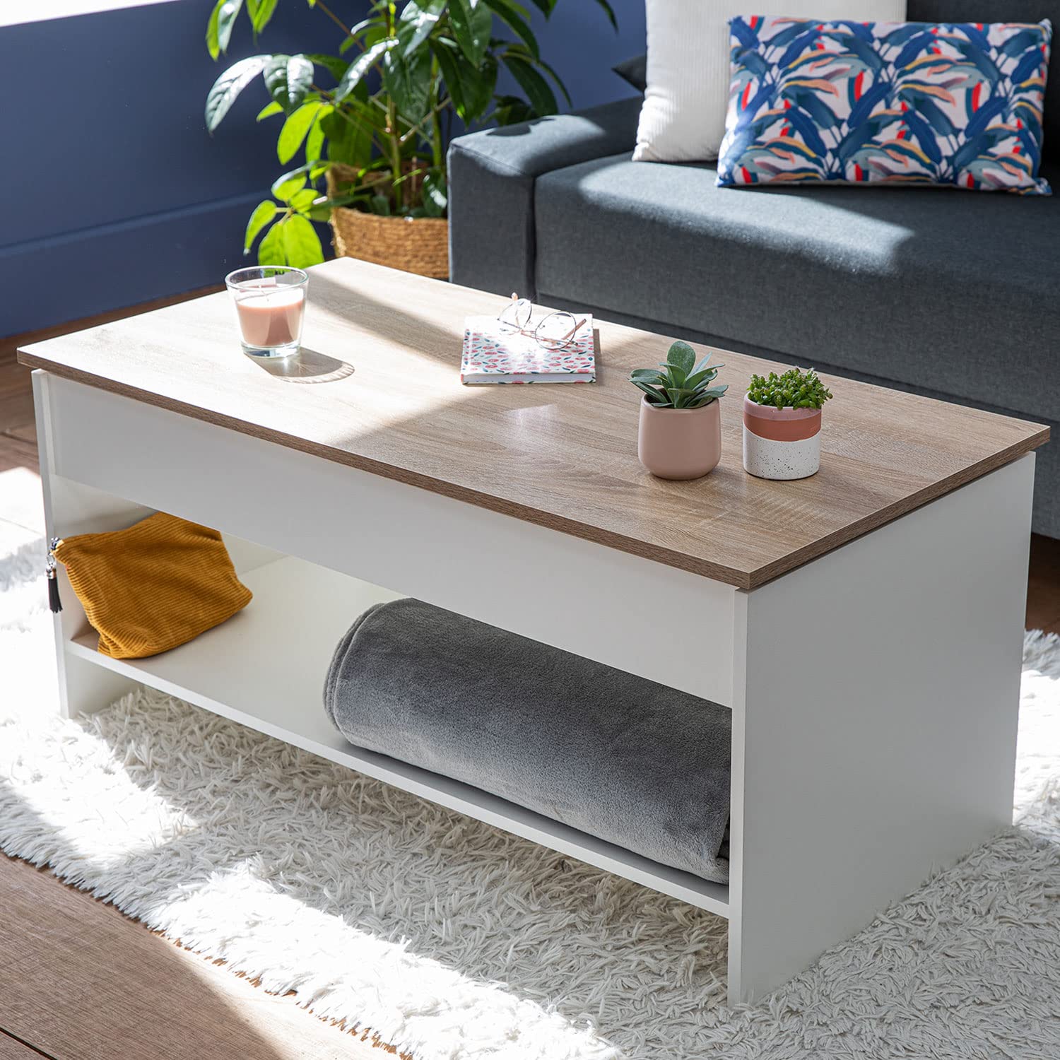 happy-garden-hedda-table-basse-relevable-blanche-100x50 image 2