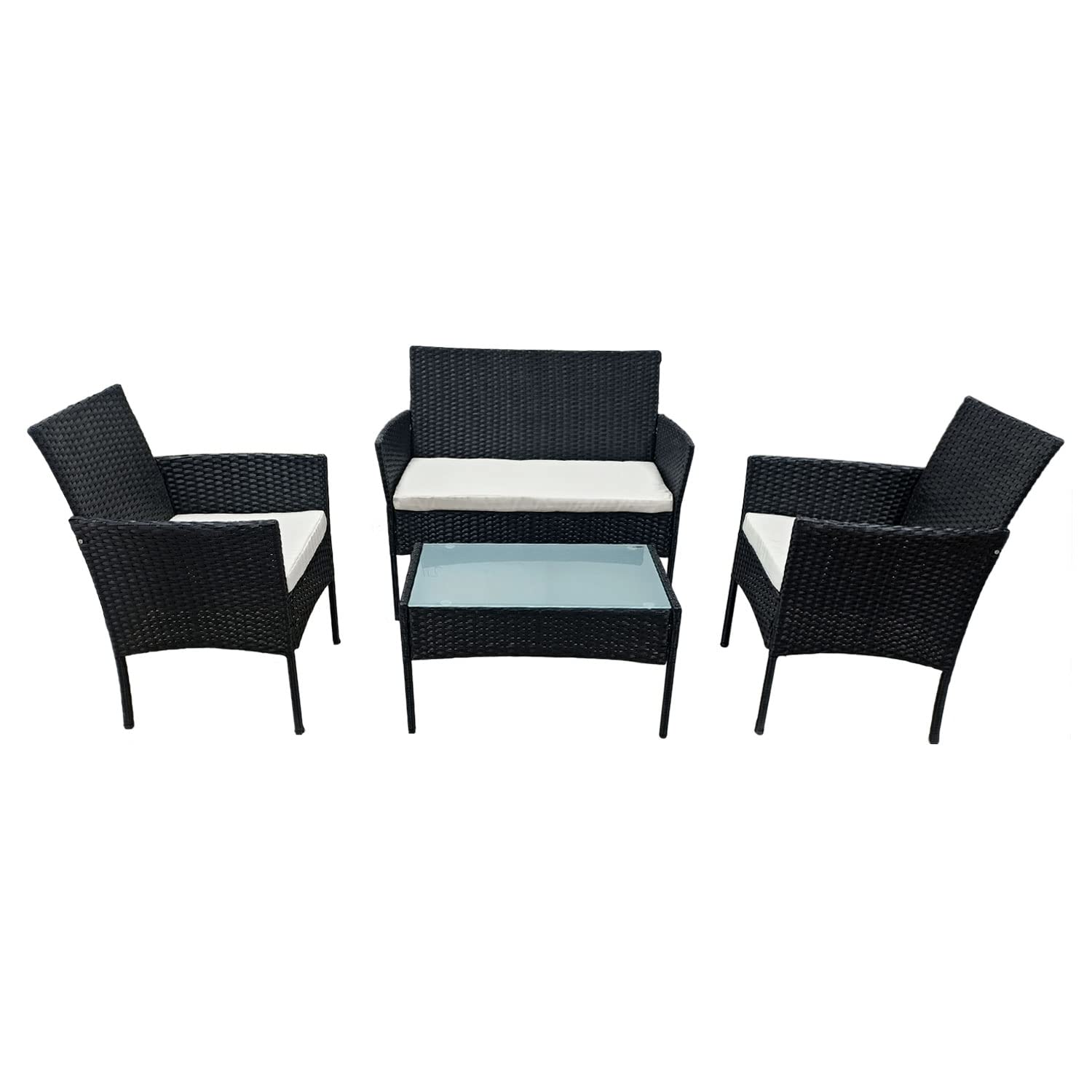 happy-garden-corfou-salon-de-jardin-noir-4-places-coussins-beige image 1