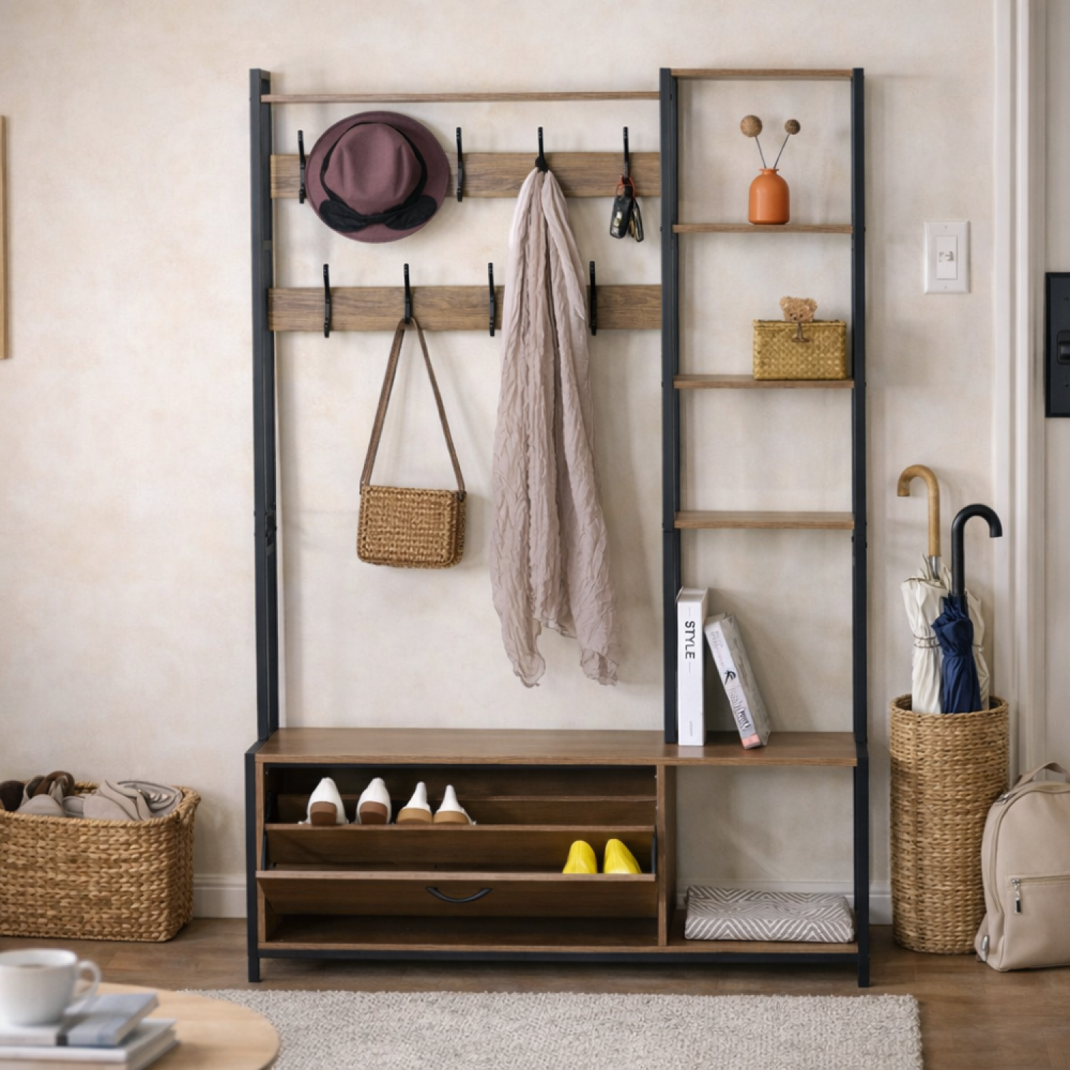 concept-usine-manti-armoire-rangement-noyer-noir-bois-m-tal image 3