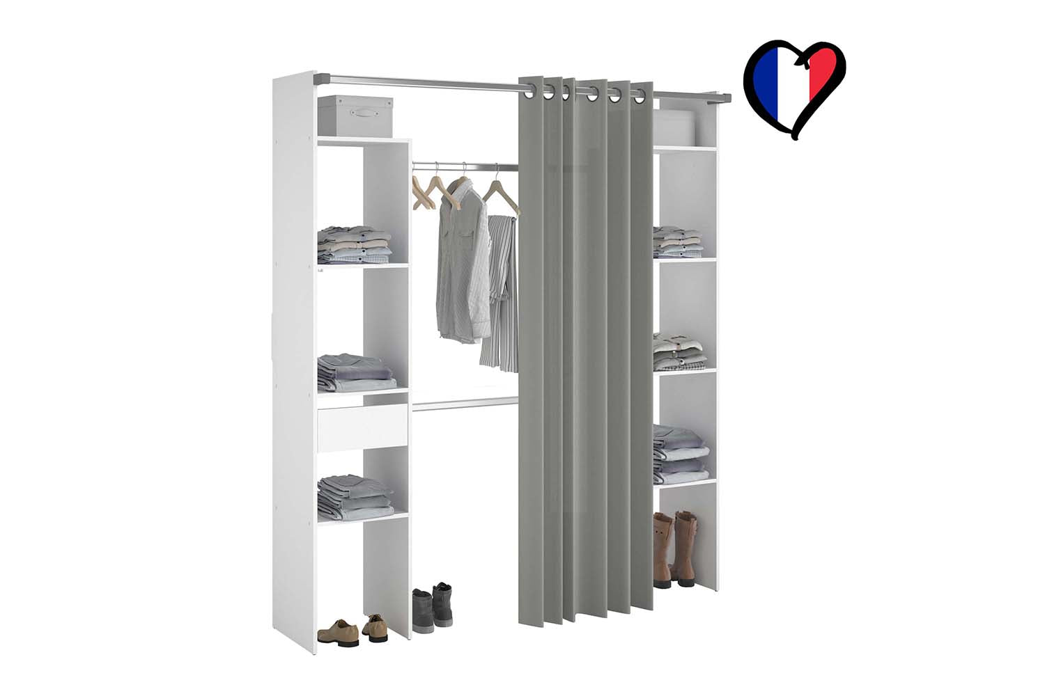 concept-usine-elys-e-dressing-blanc-avec-rideau-et-tiroir image 1