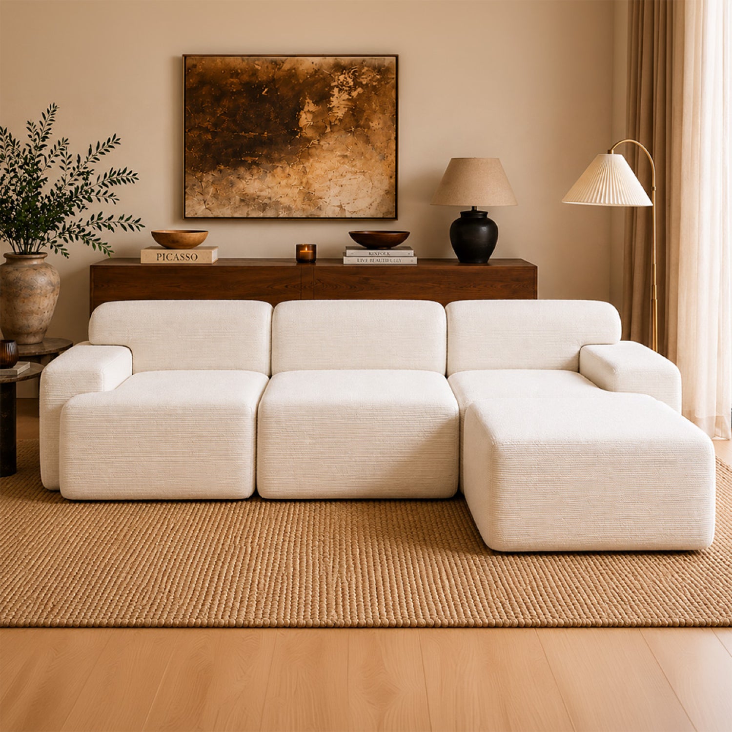 concept-usine-sheffy-canap-4-places-velours-c-tel-beige-avec-pouf image 5