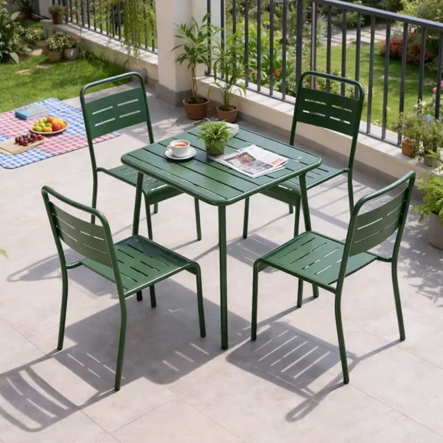 concept-usine-bergame-table-jardin-bleue-4-places-acier image 1