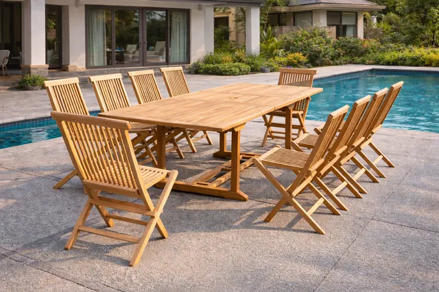 concept-usine-kajang-salon-teck-extensible-10-chaises image 1
