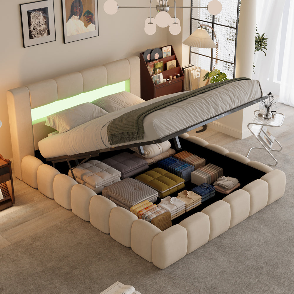 concept-usine-omaha-lit-coffre-180x200-velours-beige-led image 4