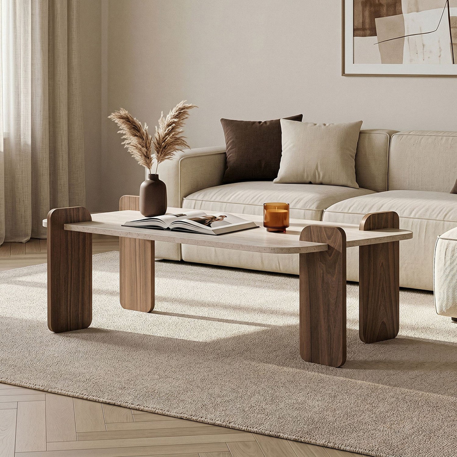 concept-usine-sita-table-basse-travertin-beige-120-cm image 4