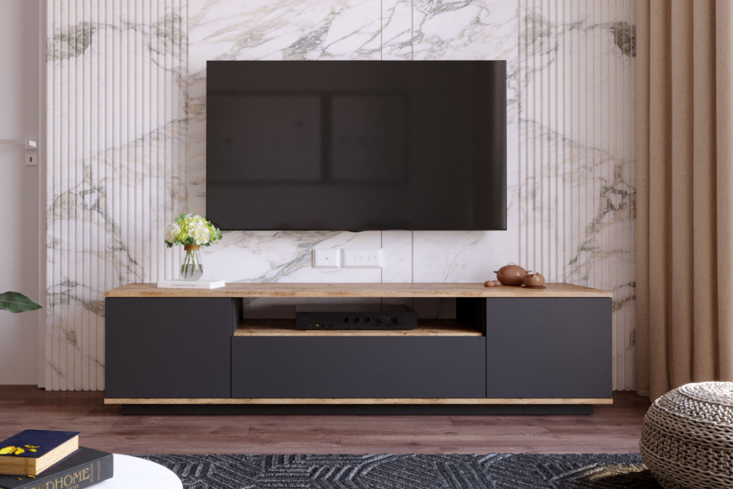 concept-usine-tyro-meuble-tv-bois-blanc-niche-180-cm image 1