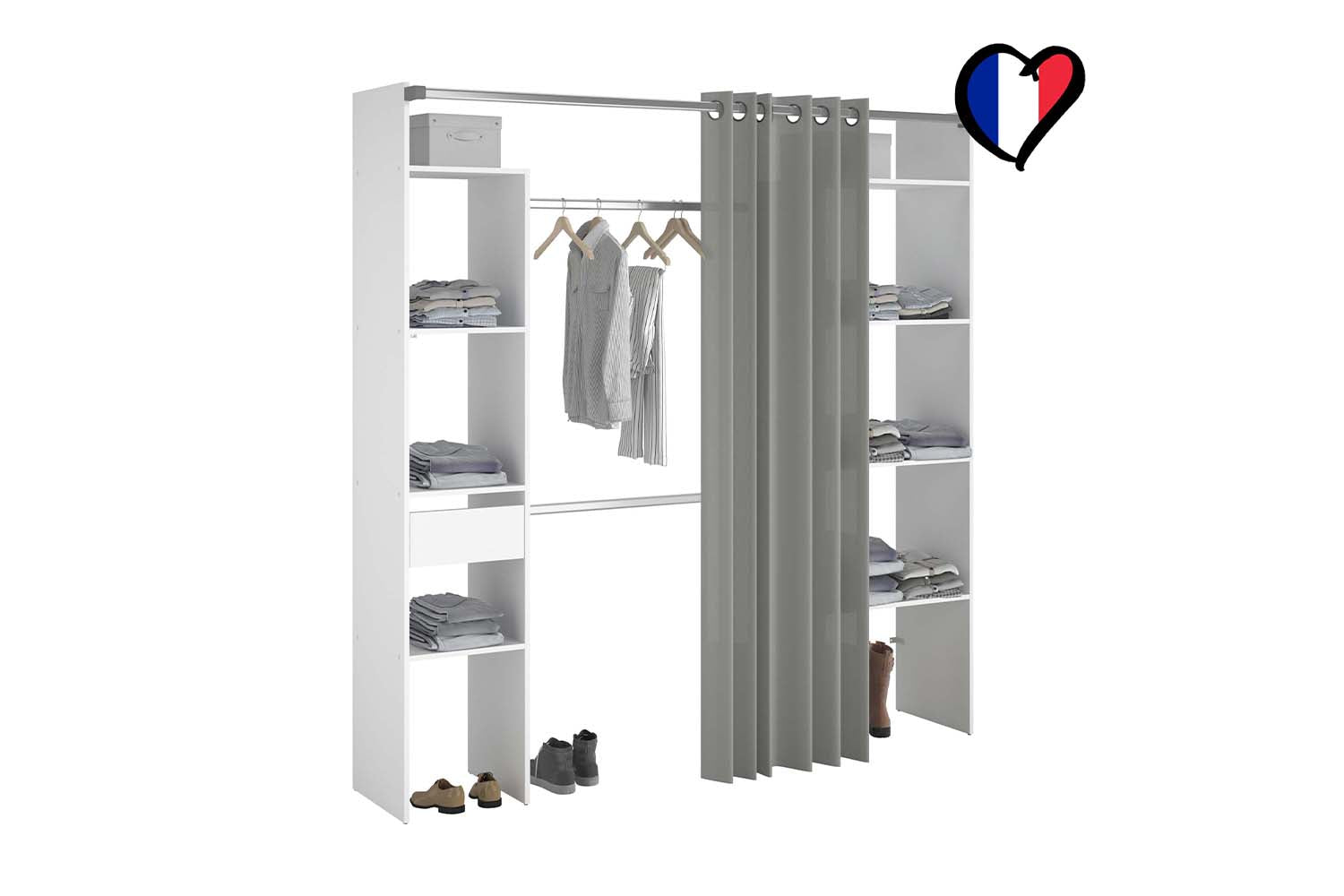 concept-usine-elysee-dressing-blanc-198-cm-avec-rideau image 1
