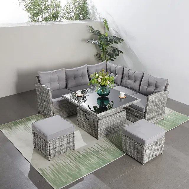 concept-usine-viana-salon-de-jardin-5-places-r-sine-gris-modulable image 1