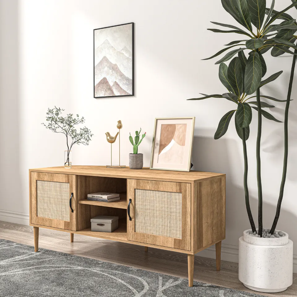 concept-usine-artic-meuble-tv-115-cm-bois-cannage-porte image 1