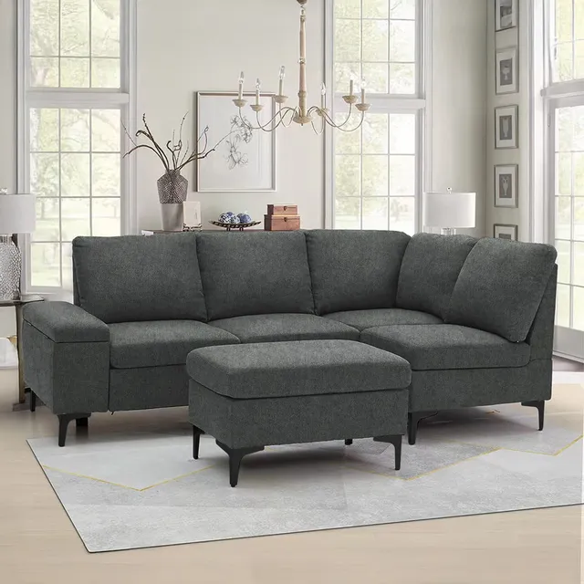 concept-usine-colchester-canap-d-angle-gris-anthracite-avec-pouf image 1