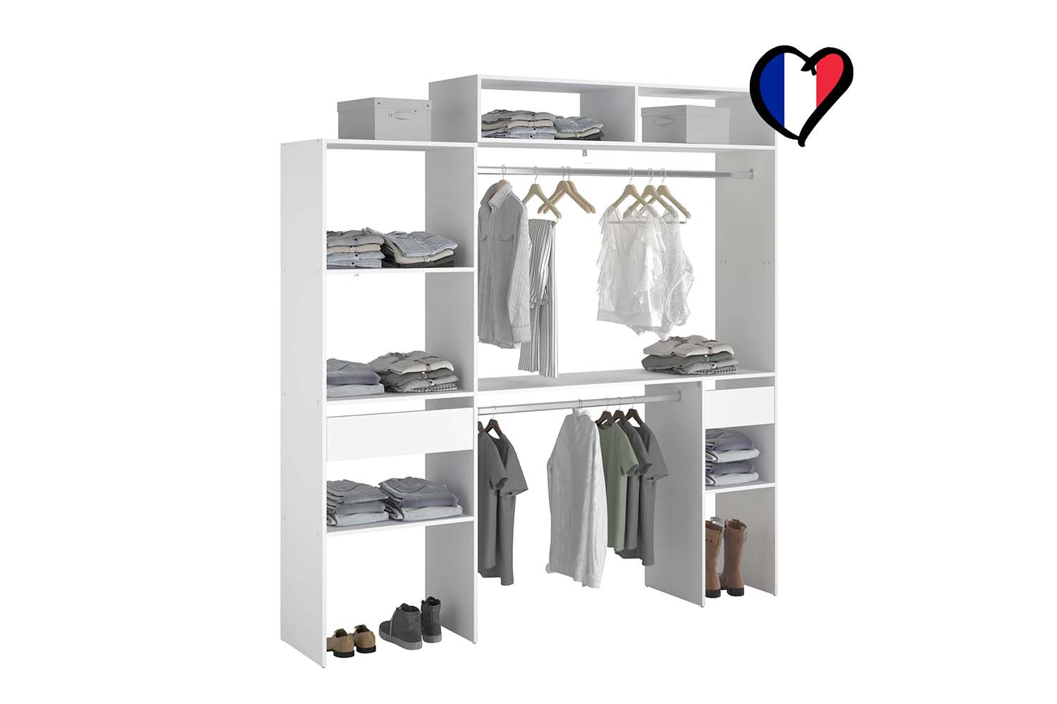 concept-usine-elys-e-dressing-extensible-blanc-140-cm-avec-tiroir image 1