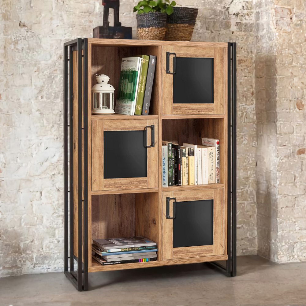 concept-usine-erna-meuble-rangement-salon-bois-noir-avec-portes image 2