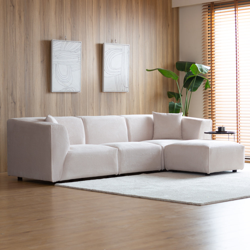 concept-usine-monroe-canap-velours-c-tel-beige-3-places-avec-pouf image 1