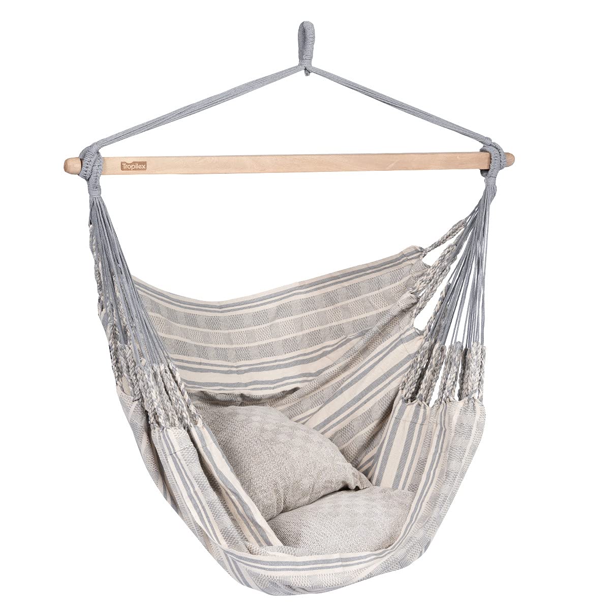 tropilex-comfort-chaise-hamac-suspendu-coton-gris-120-kg image 1