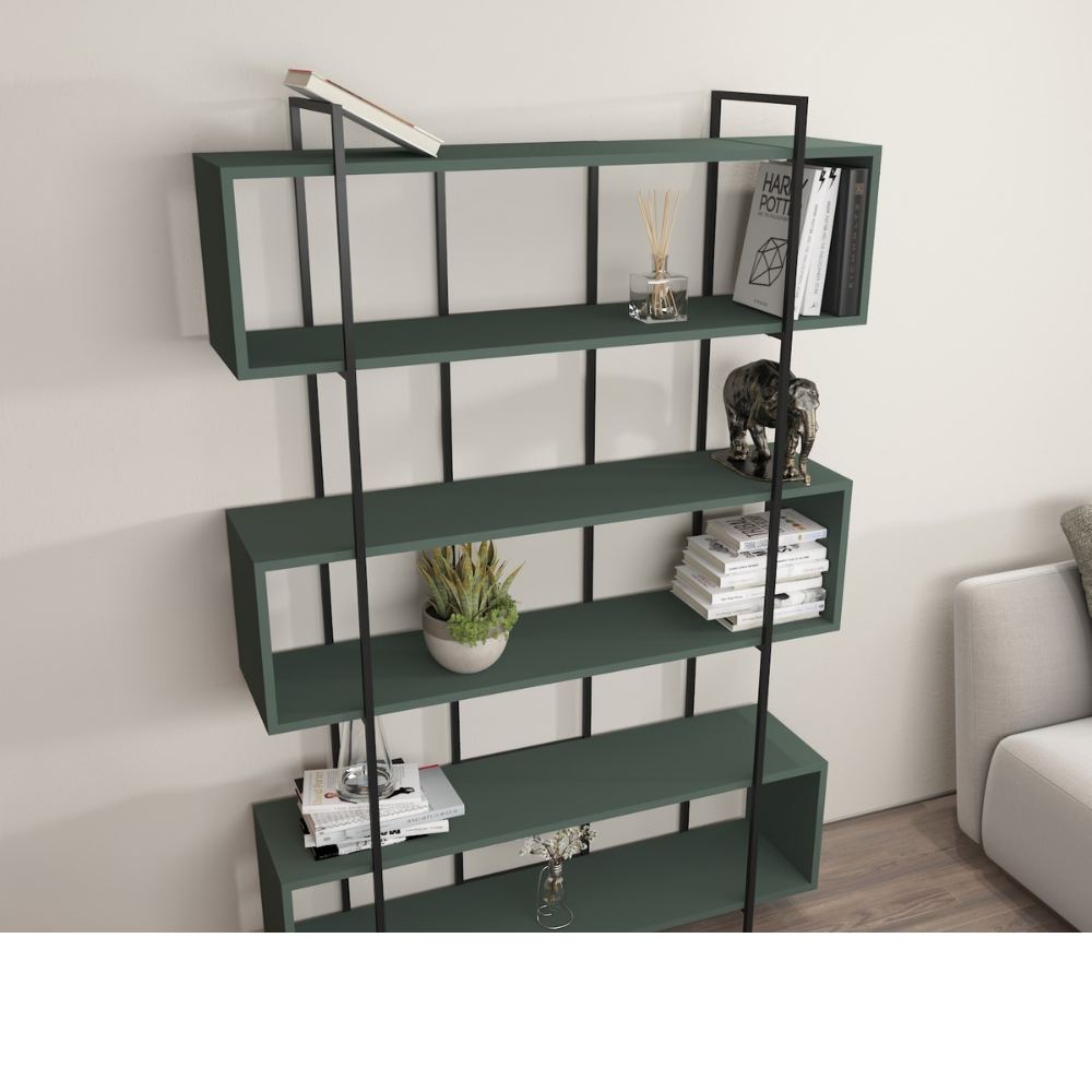 concept-usine-luli-biblioth-que-bois-vert-120-cm-6-niches image 2